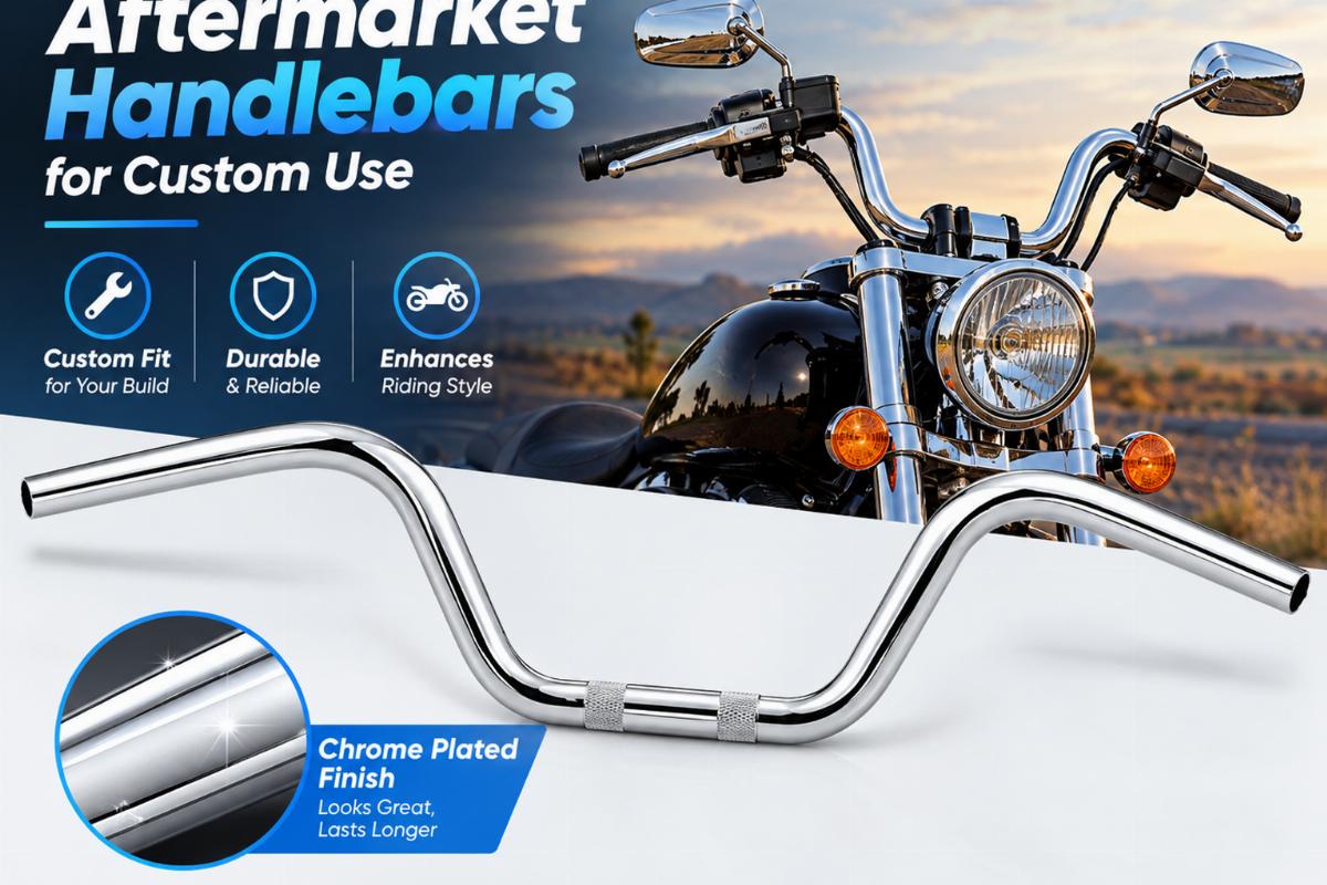 English alt showing aftermarket handlebars for custom use and chrome plated finish