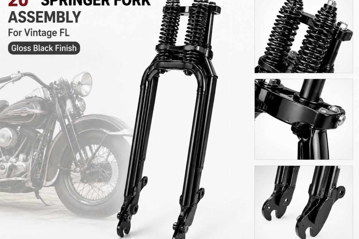 English alt with 20" springer fork assembly for vintage fl and gloss black finish