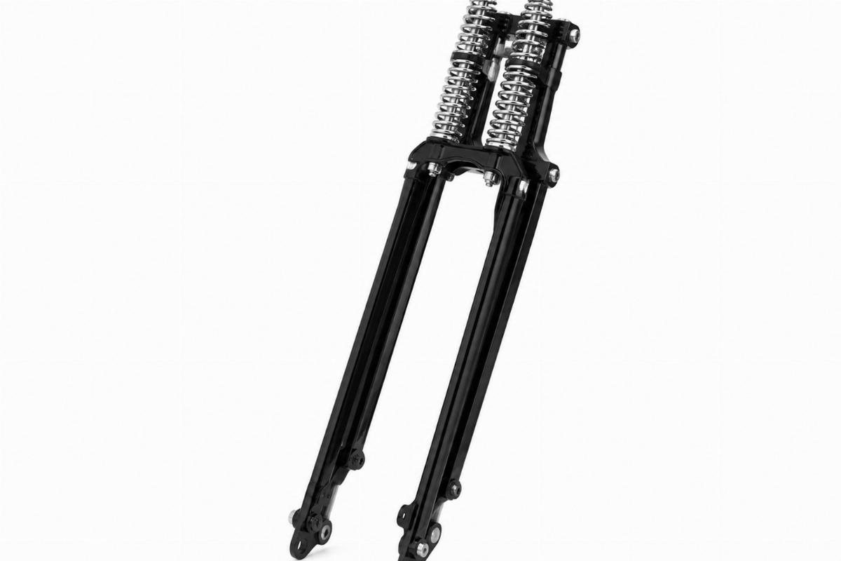 English alt with 26" narrow springer fork assembly and black finish with chrome springs