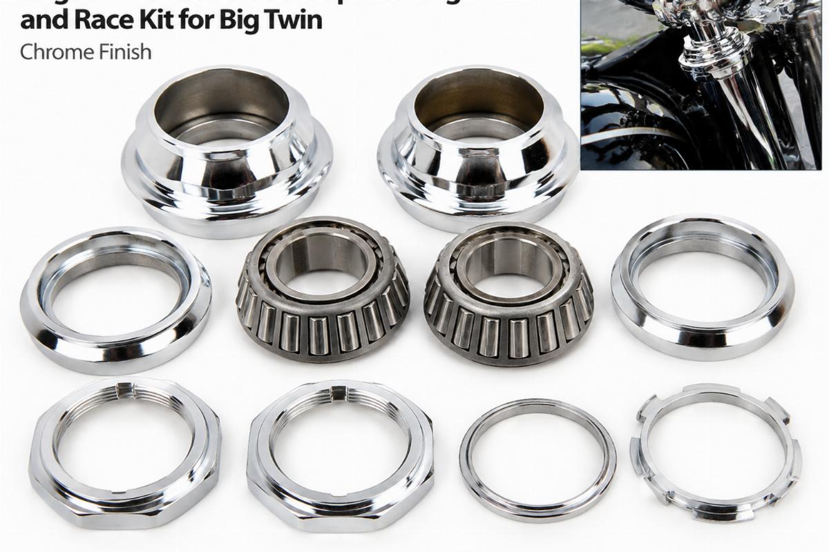 English alt with head cup bearing and race kit for big twin and chrome finish view