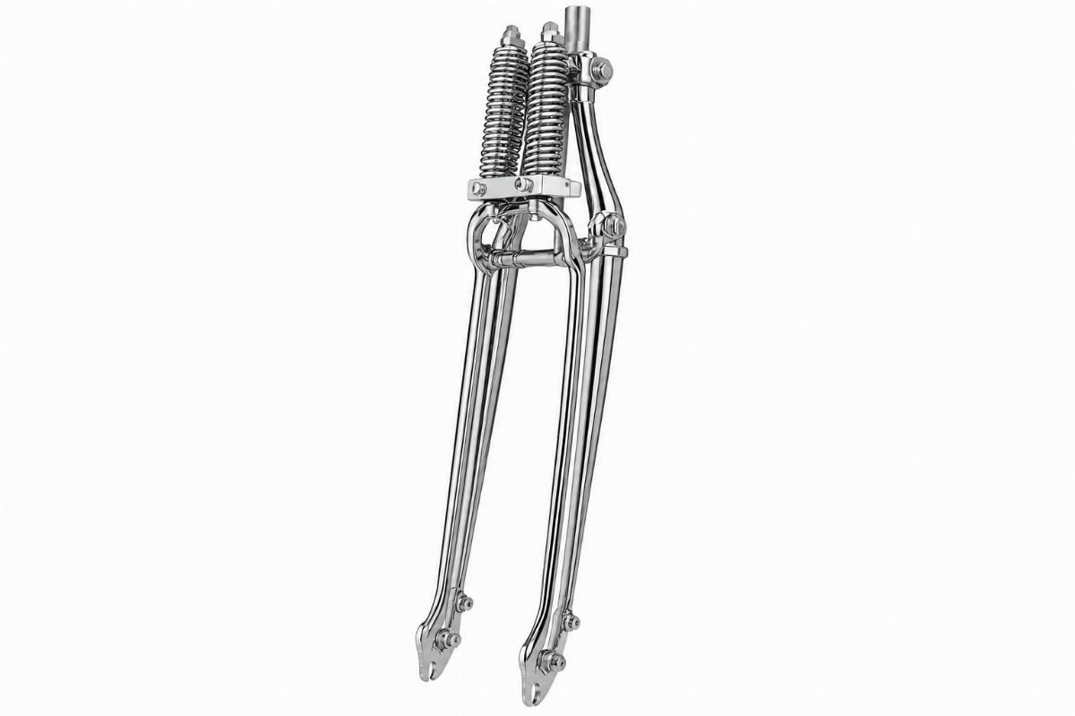 English alt with narrow spring fork assembly and chrome finish