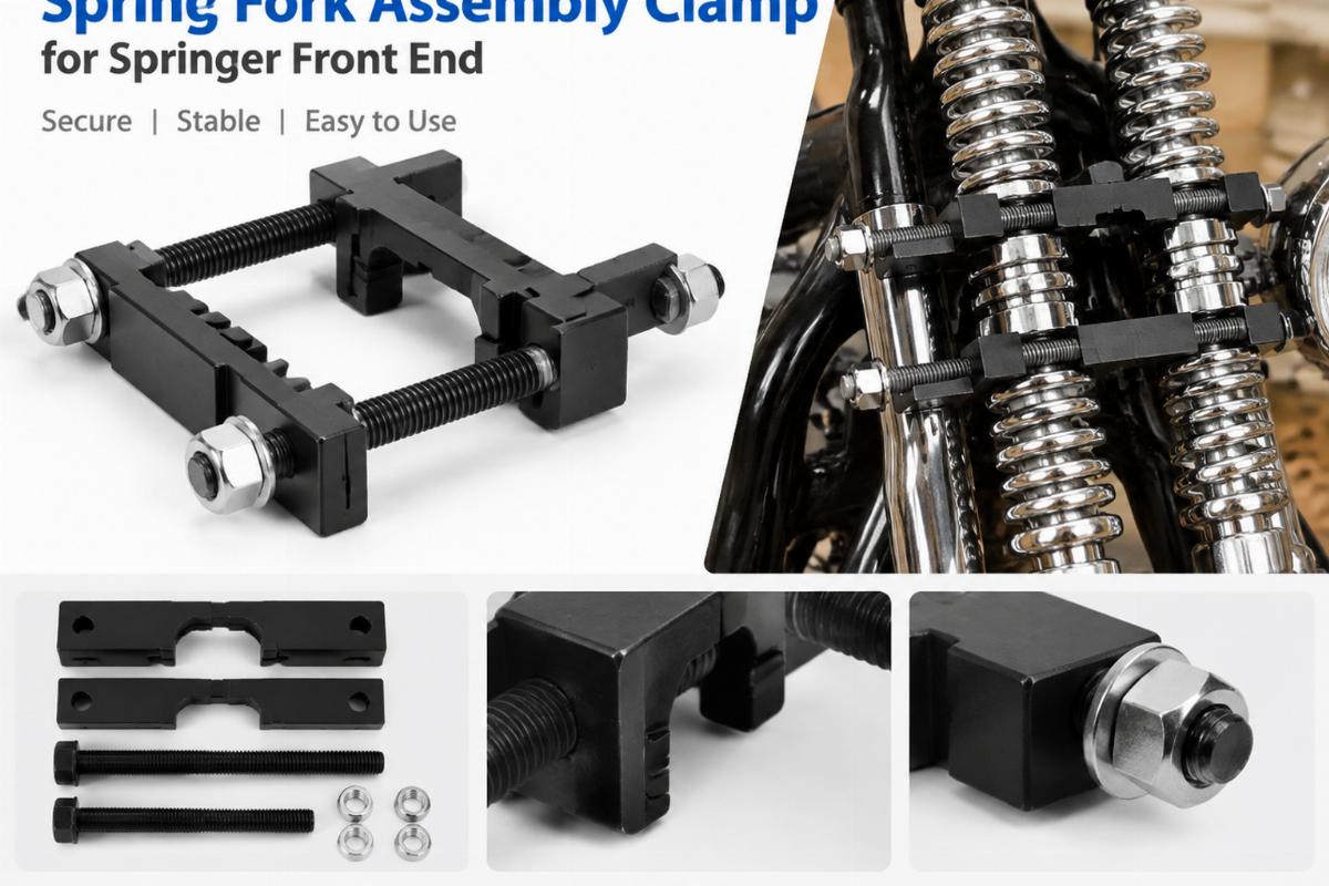 English alt with spring fork assembly clamp for springer front end and tool view