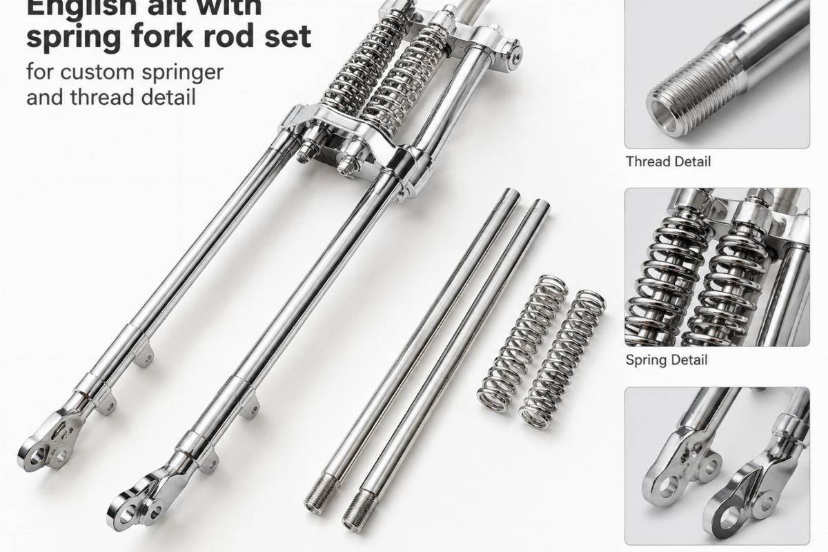 English alt with spring fork rod set for custom springer and thread detail