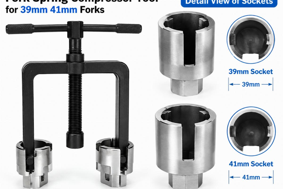 fork spring compressor tool for 39mm 41mm forks detail view of sockets