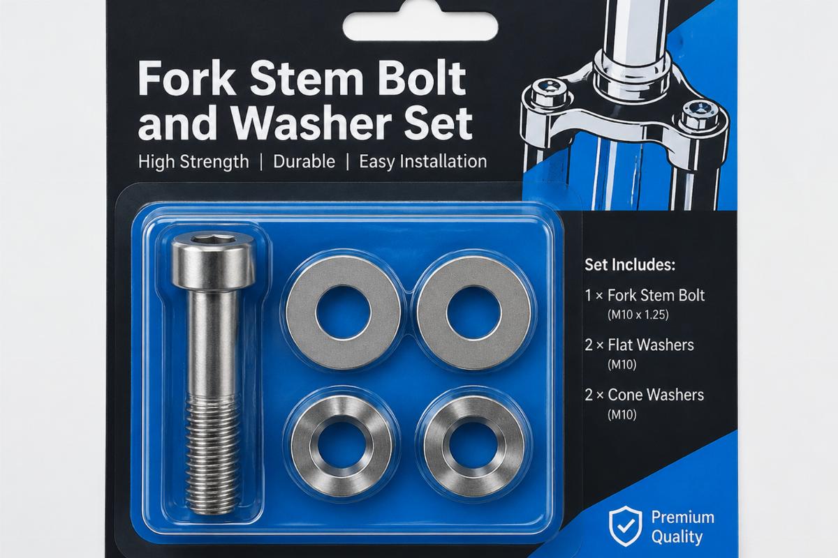 Fork stem bolt and washer set packaging detail