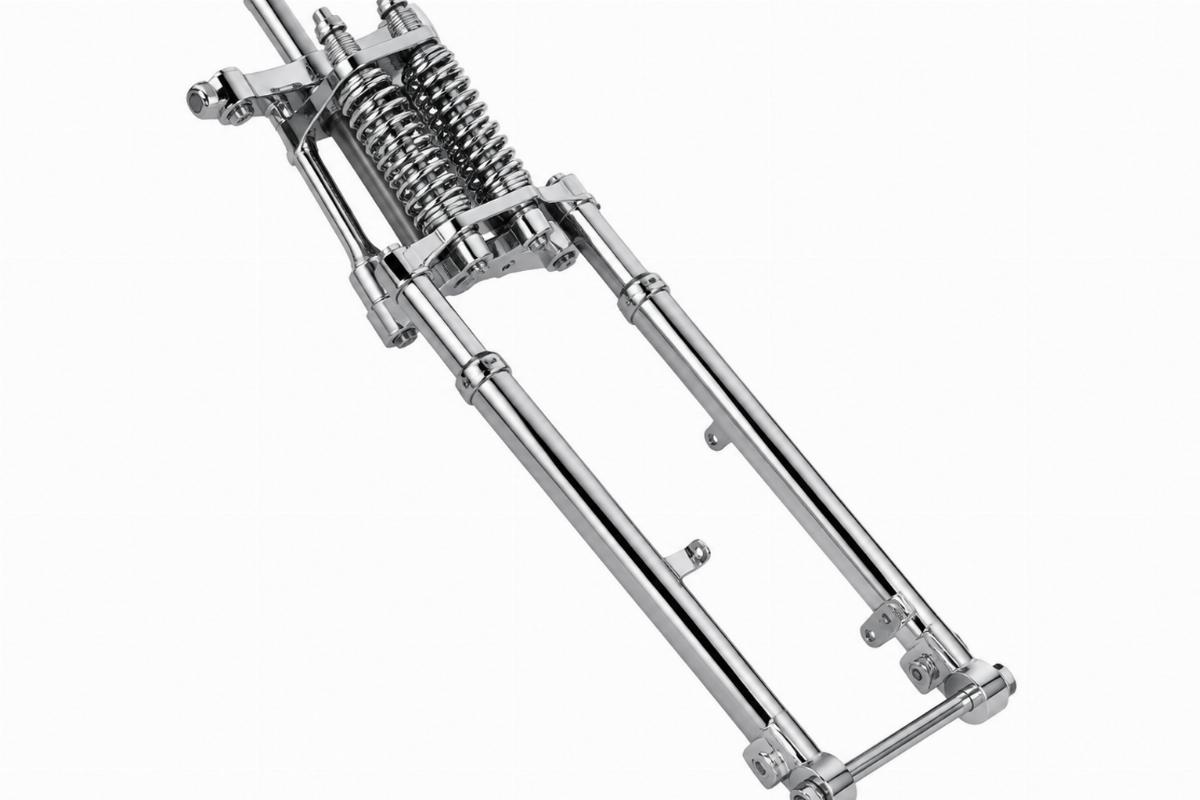 Fully assembled inline spring fork assembly for FXSTS in all chrome finish