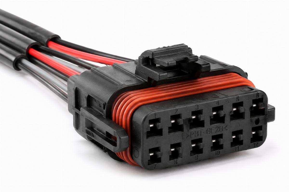 Image of multi pin plastic connector for modern Harley Davidson regulator