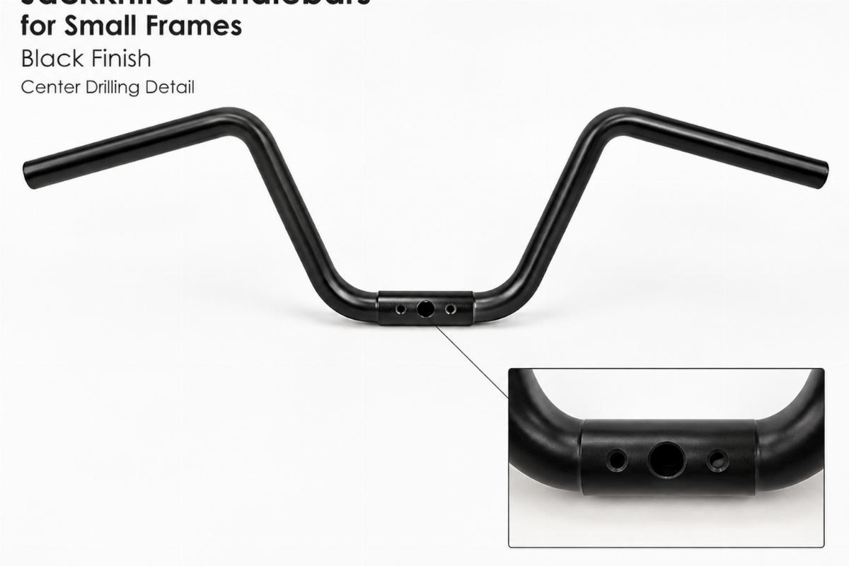 jackknife handlebars for small frames black finish center drilling detail