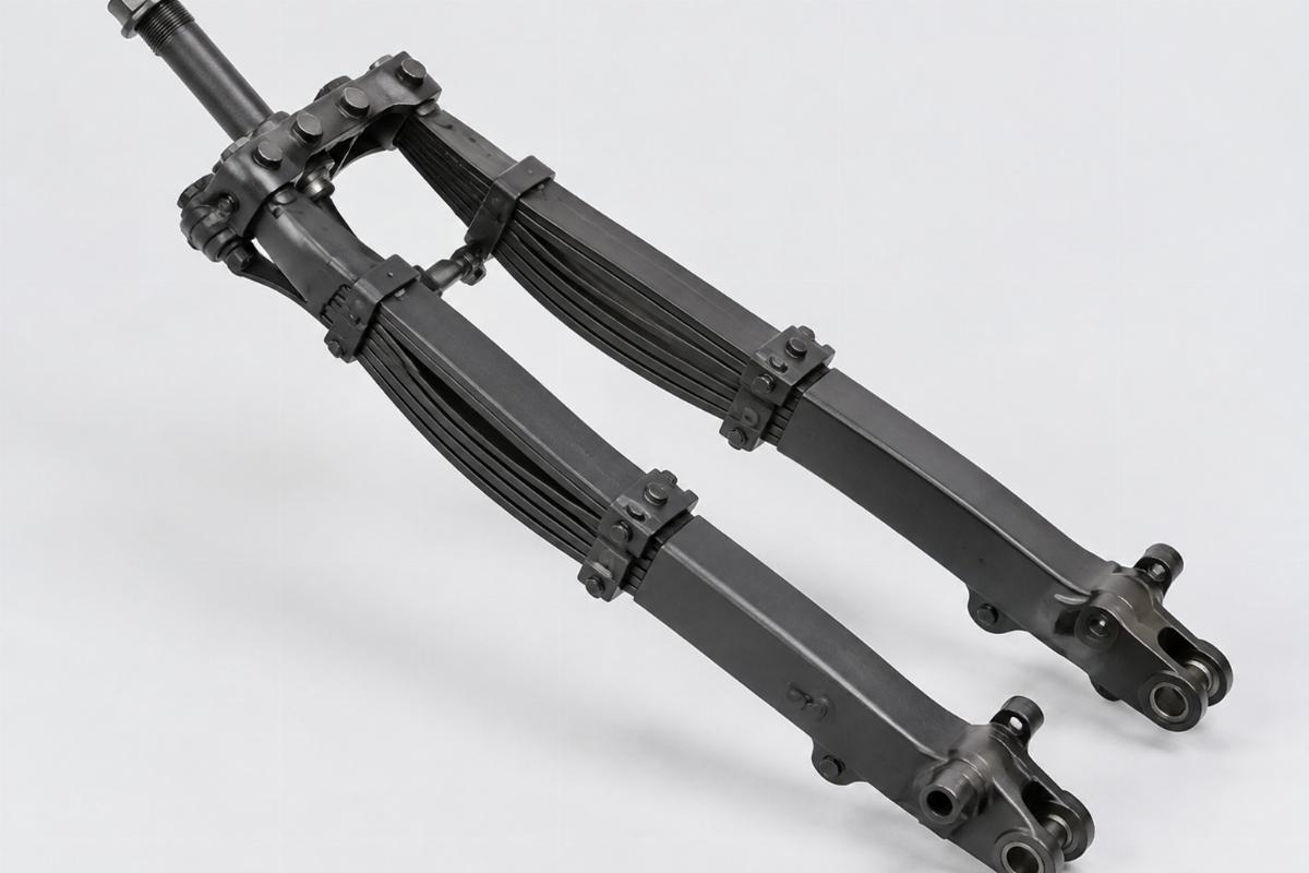 leaf spring fork assembly motorcycle aftermarket parkerized finish view
