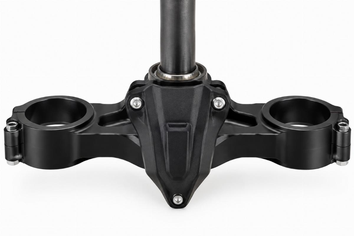 Lower triple tree dirt guard motorcycle aftermarket front view