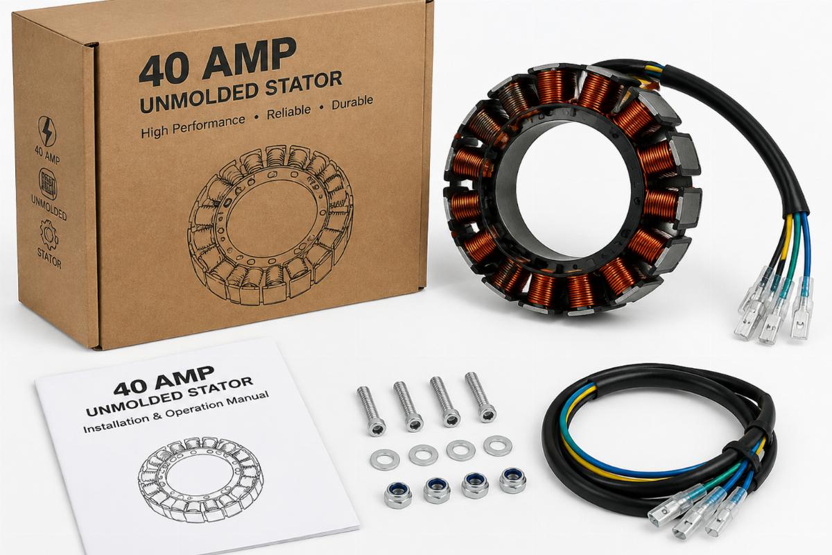 Packaging and included hardware for the 40 AMP unmolded stator