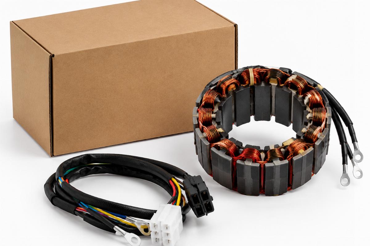 Packaging and included wiring for 38 AMP unmolded stator