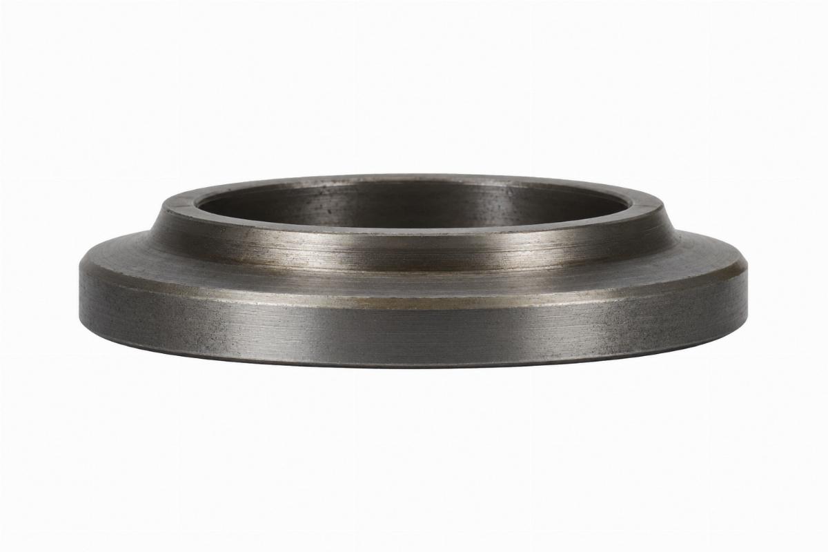 Raw oiled steel spring fork lower race for harley-davidson early springer front end flat profile view