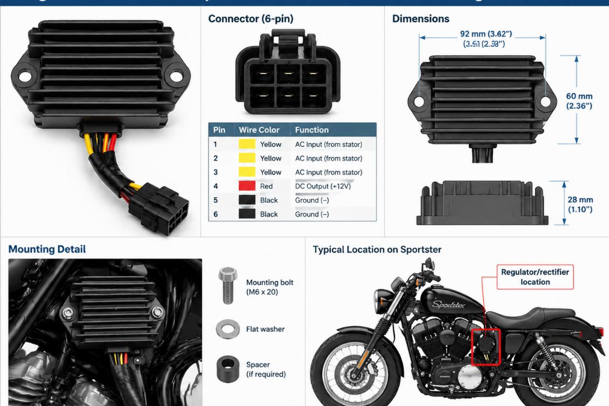 Regulator/rectifier for sportster connector and mounting detail