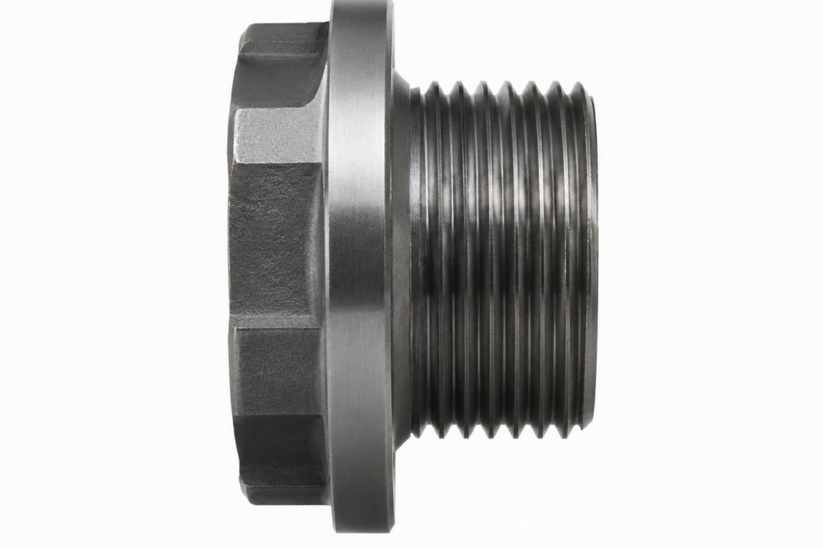 Side view of a bearing adjusting nut for triple tree showing thread profile