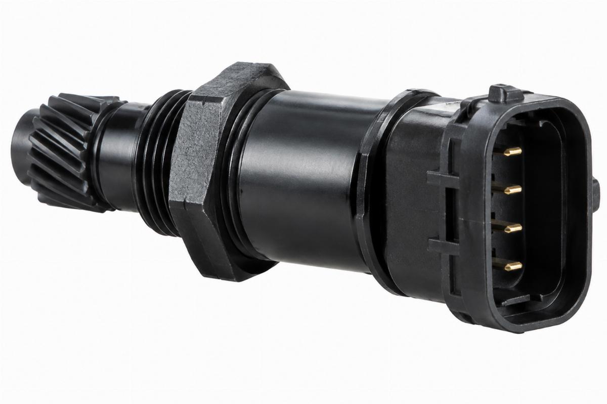 Side view of aftermarket speedometer sensor for big twin flt showing connector pins