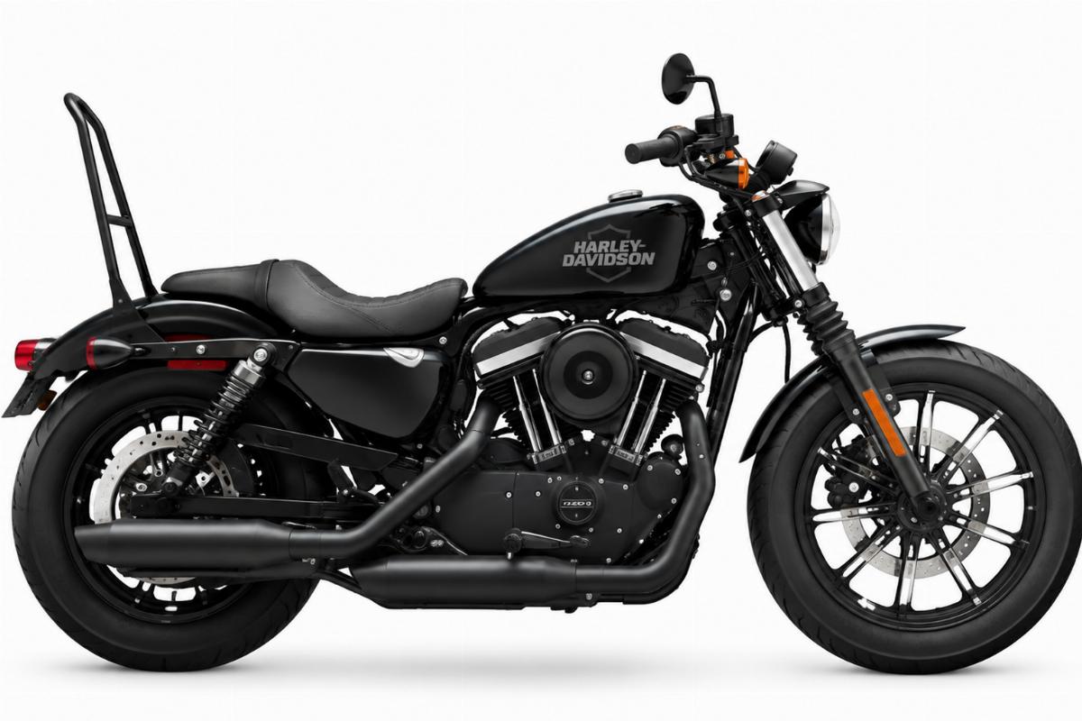 Sissy bar for Harley-Davidson Sportster in black powder coat finish side view