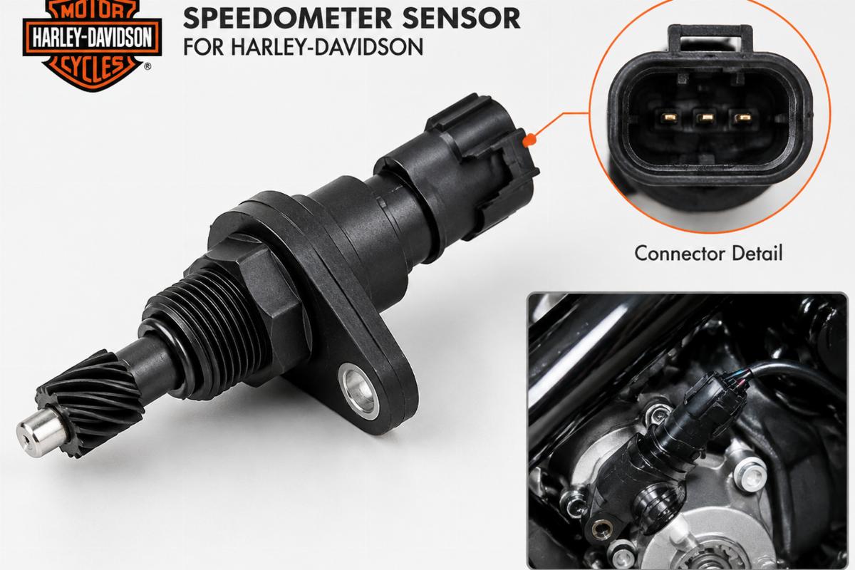 Speedometer sensor for harley-davidson showing connector detail