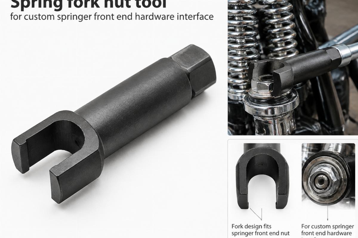 Spring fork nut tool for custom springer front end hardware interface