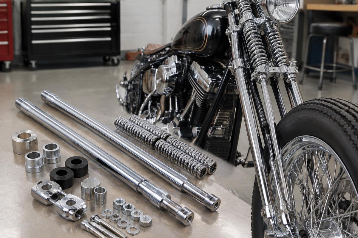 Springer rod set for aftermarket springers installed on a custom front end