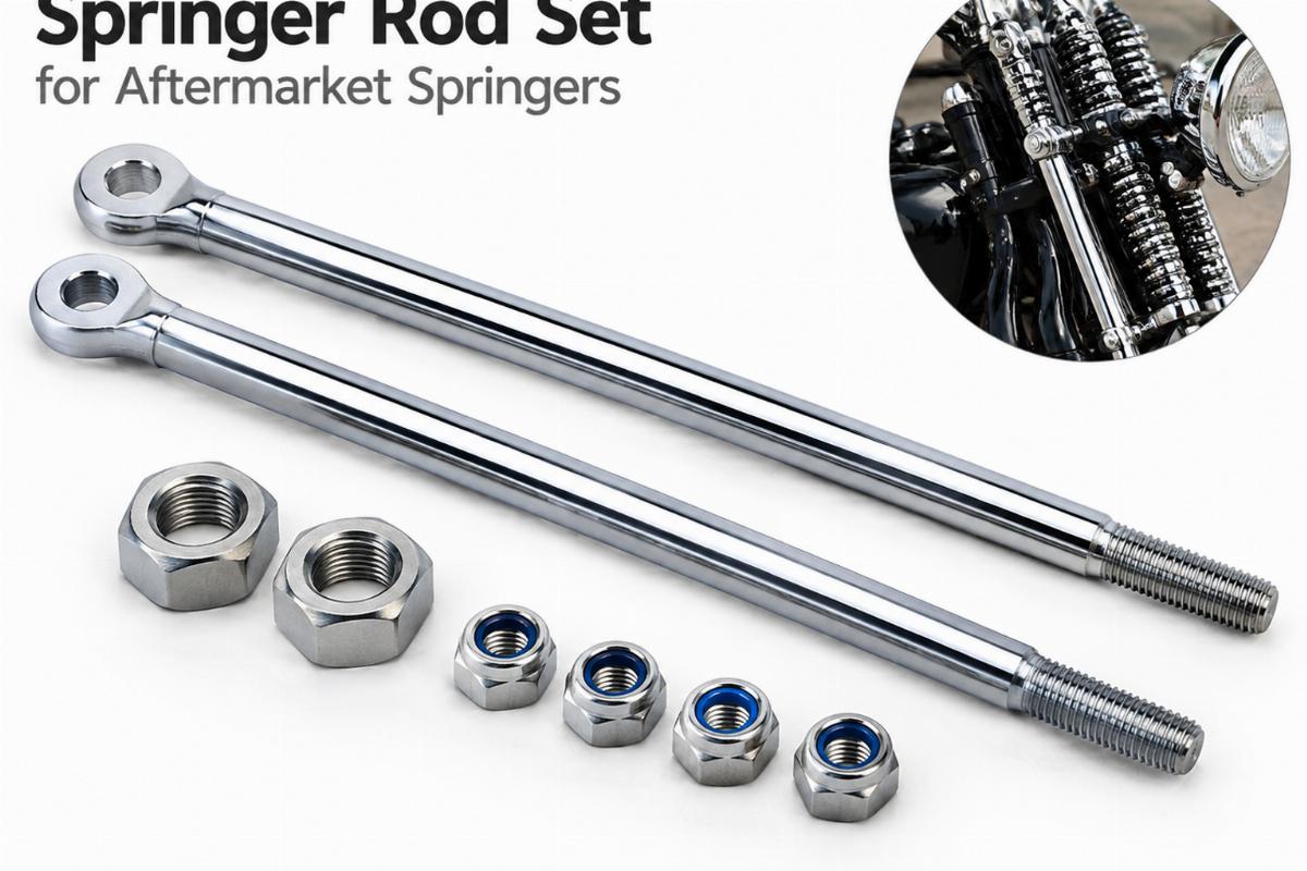 Springer rod set for aftermarket springers showing rods and nuts