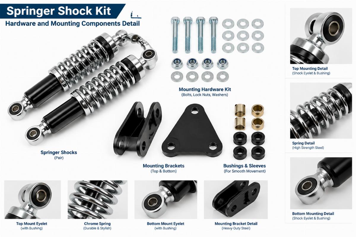 springer shock kit hardware and mounting components detail