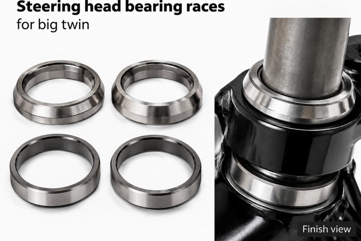Steering head bearing races for big twin and finish view