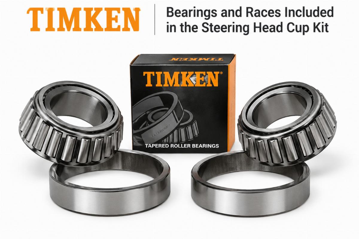 Timken bearings and races included in the steering head cup kit