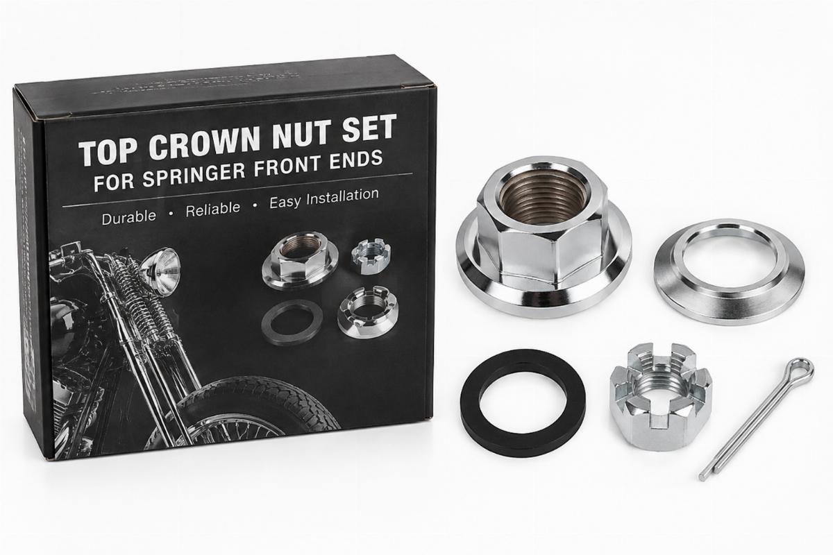 top crown nut set for springer front ends packaging and contents