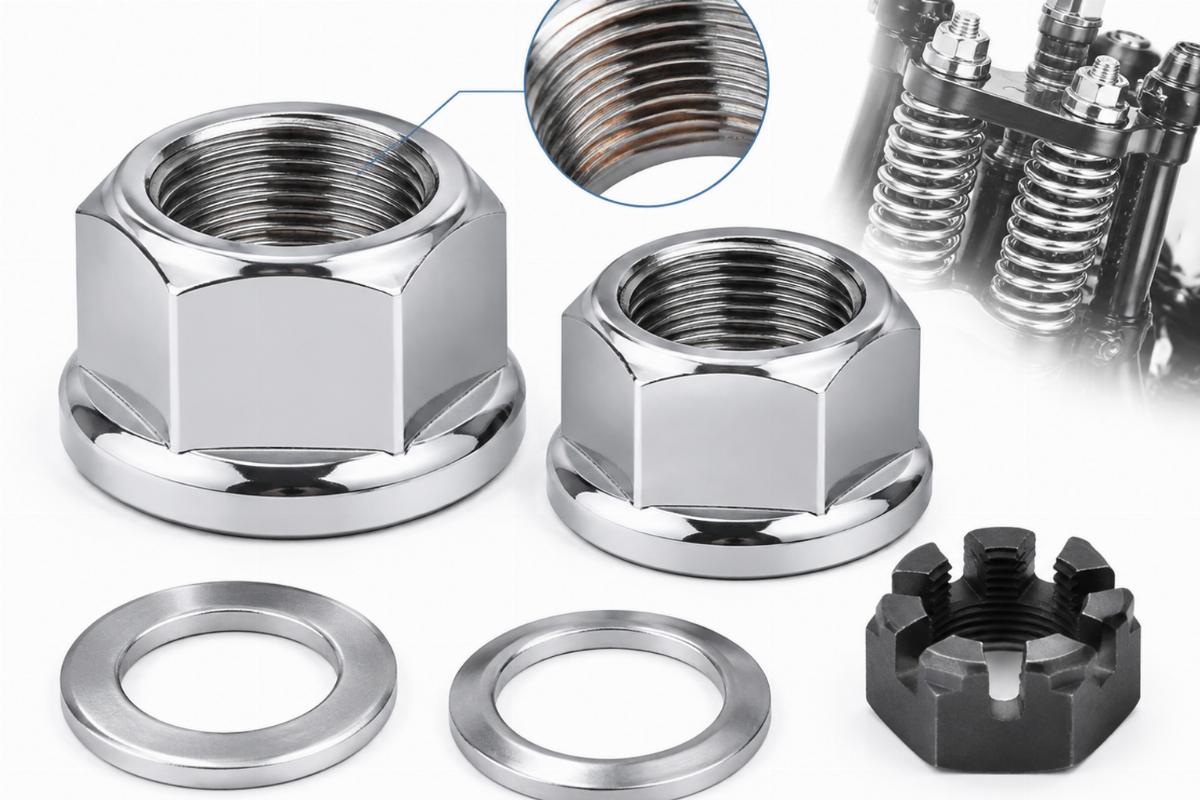 Top crown nut set for springer front ends showing thread detail