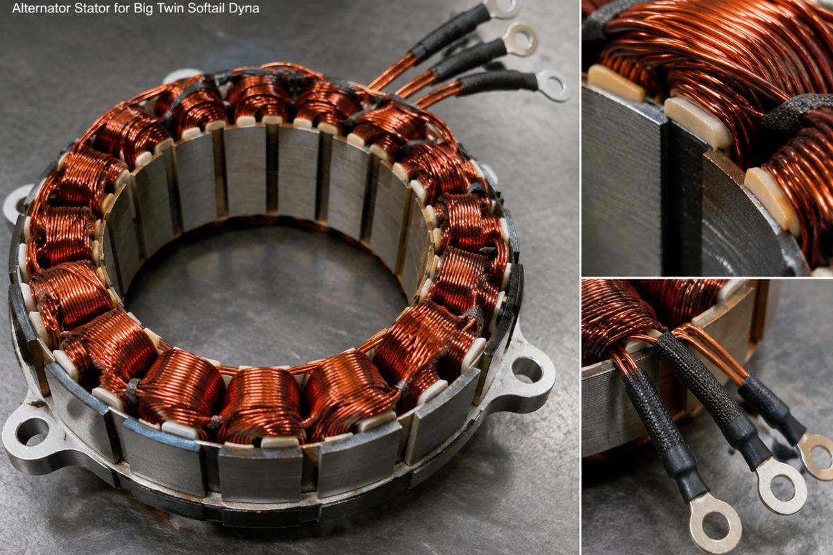 Unmolded stator copper windings detail for alternator stator for big twin softail dyna