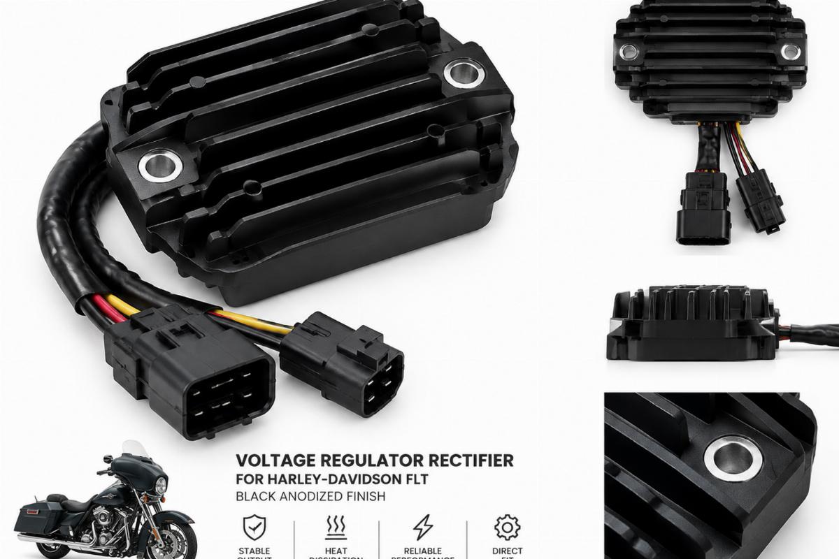voltage regulator rectifier for harley-davidson flt black anodized finish