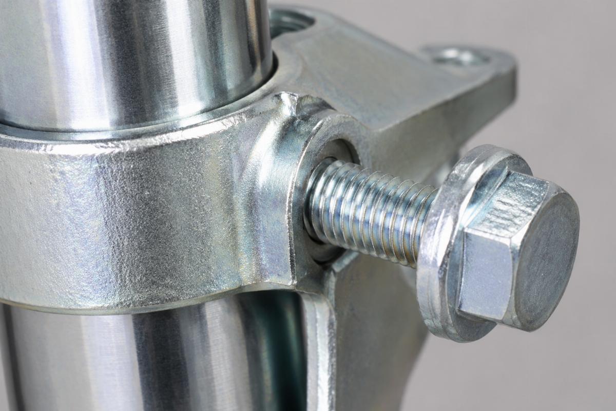 Zinc plated fork tube upper bracket bolt thread detail