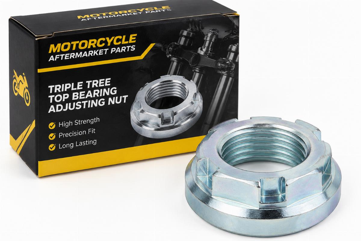 Zinc triple tree top bearing adjusting nut motorcycle aftermarket packaging